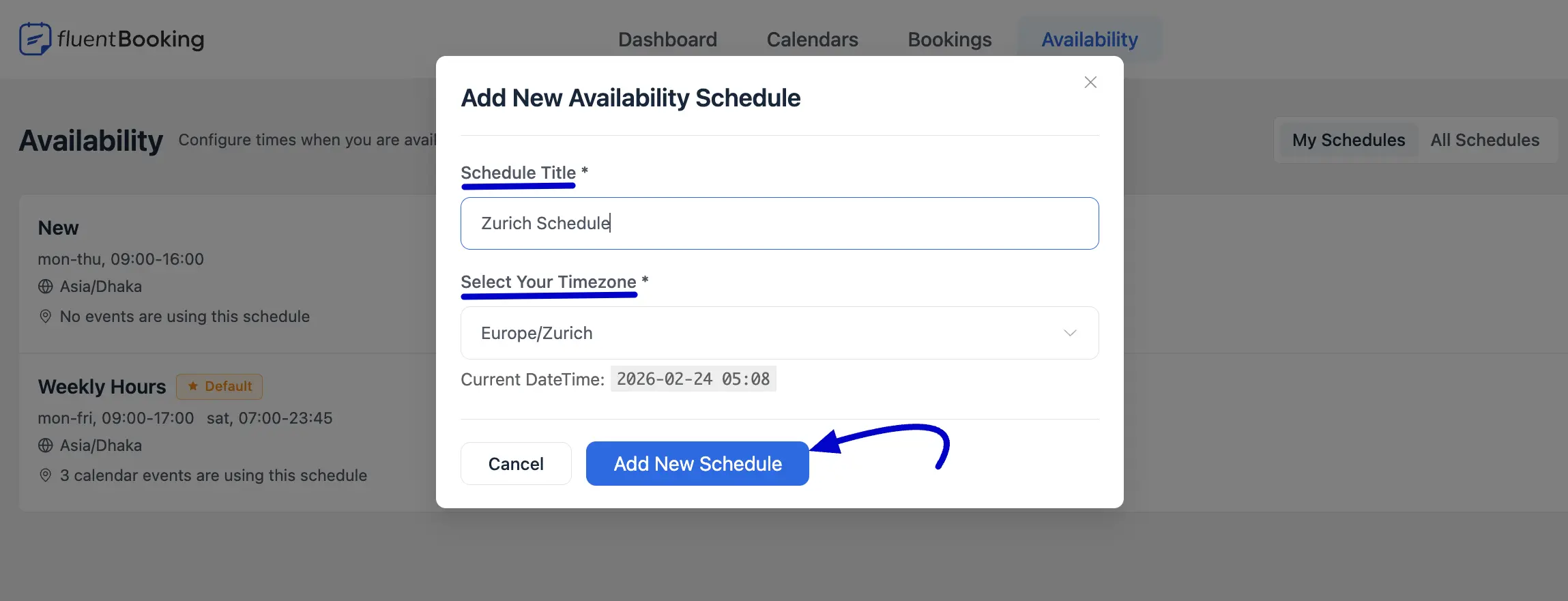 Availability Schedule