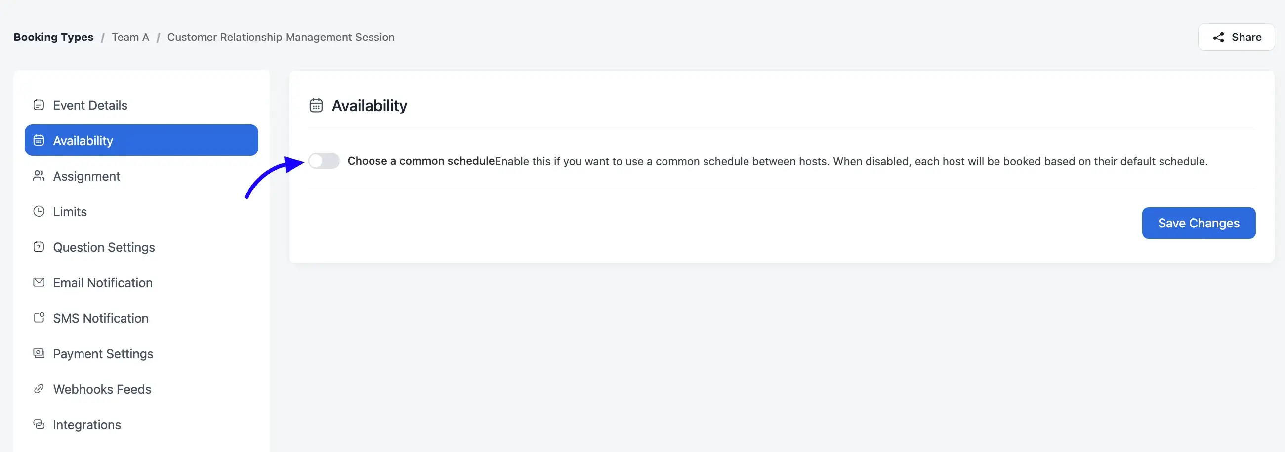 Availability Settings