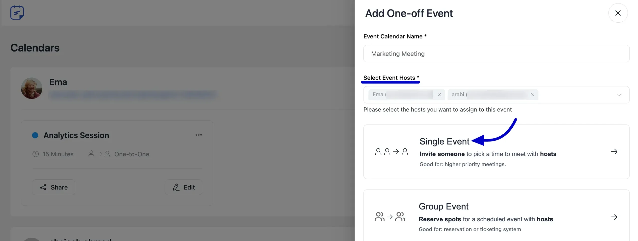 Select Single One-off Even