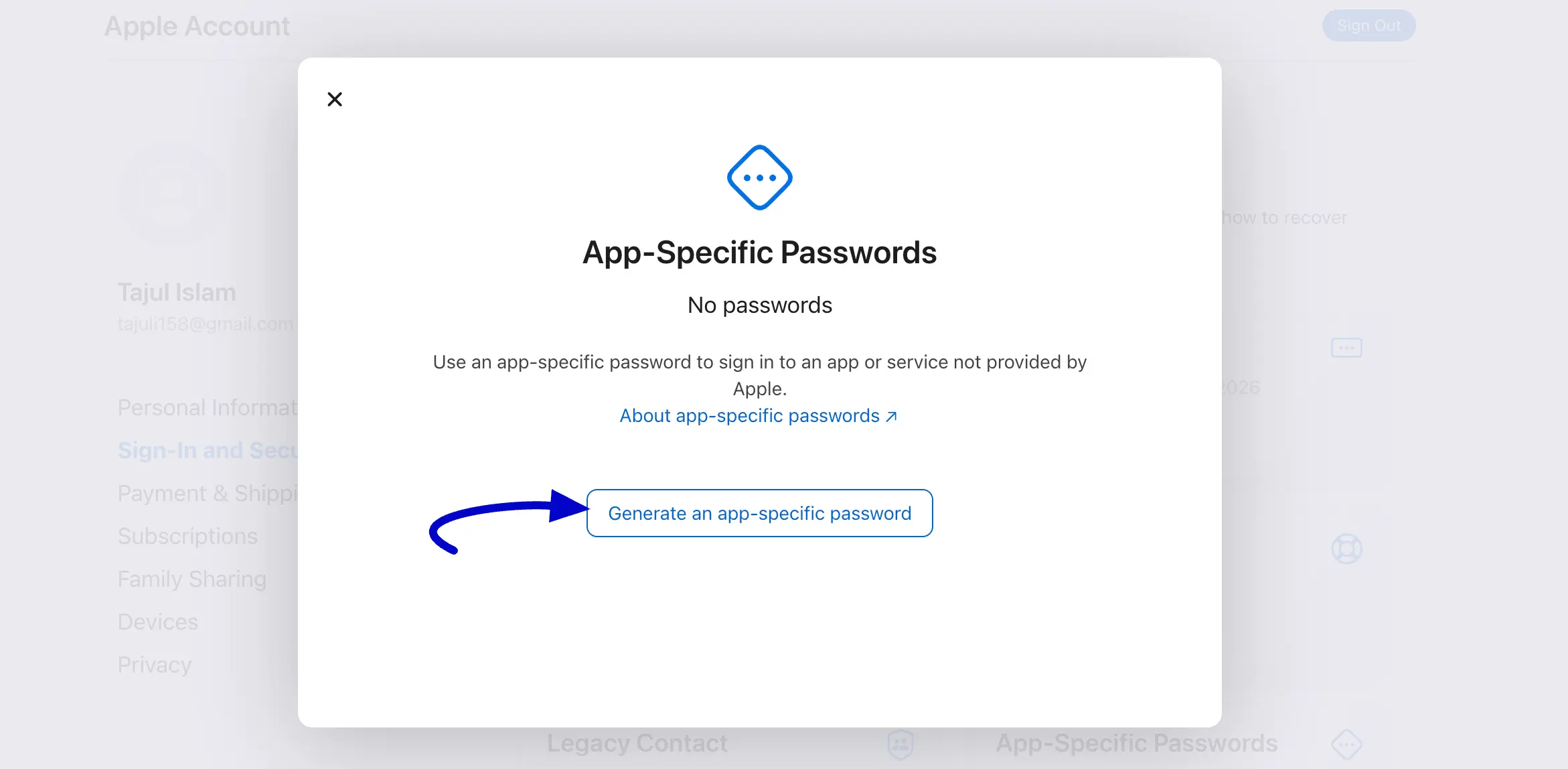 confirmation of your App creation