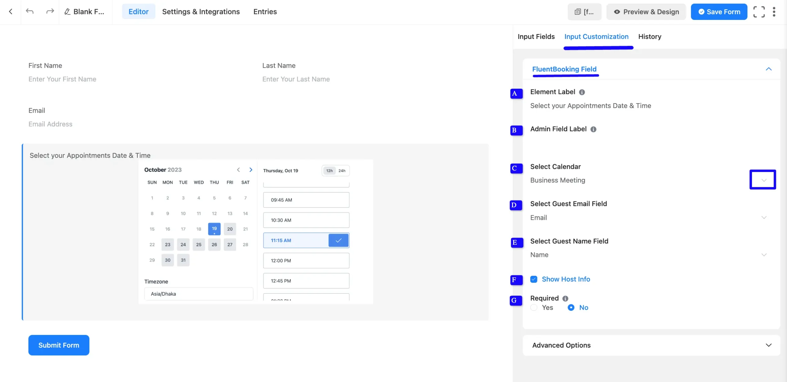 Input Customize Tab