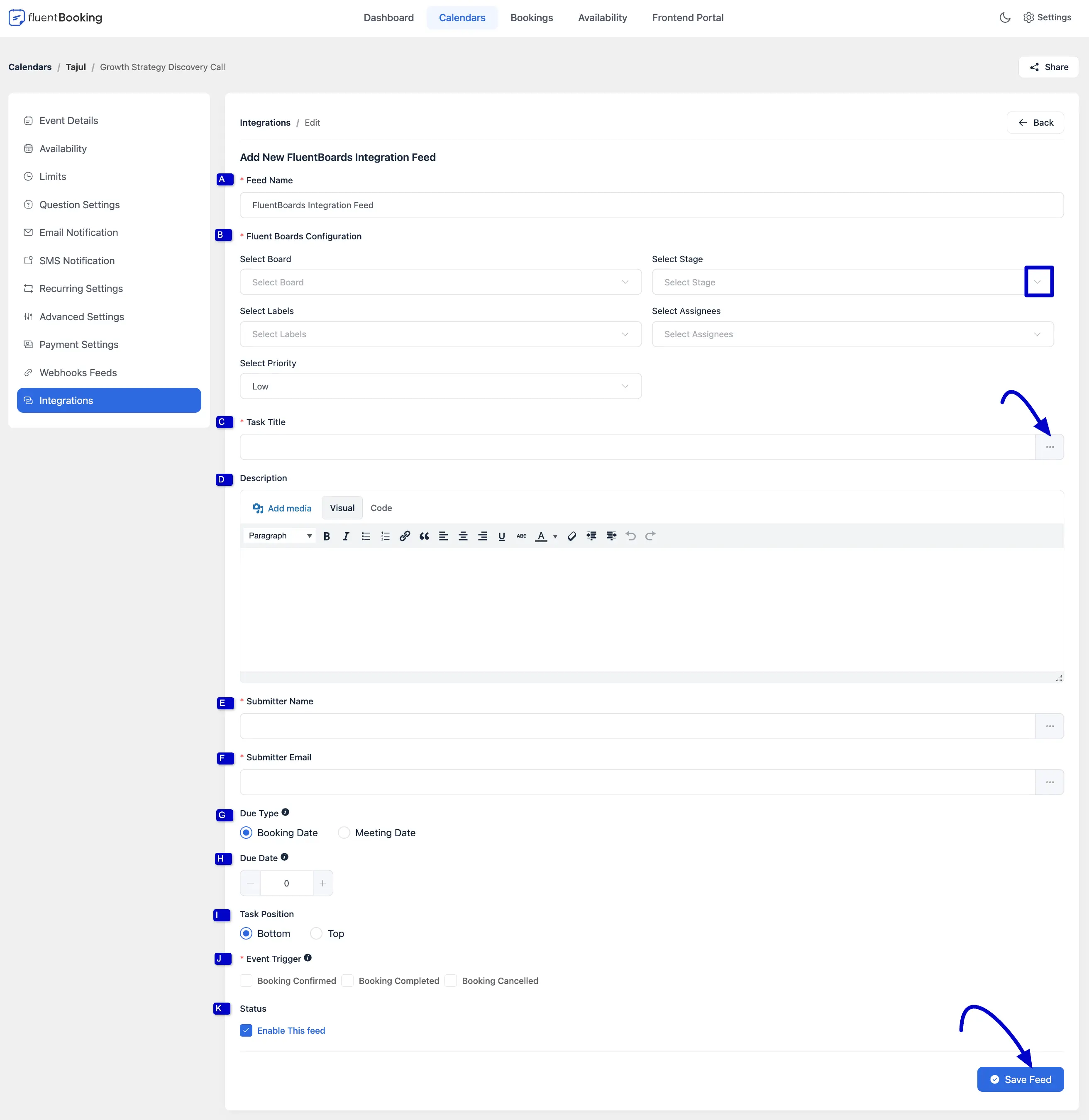 Configure FluentBoards Integration Feed