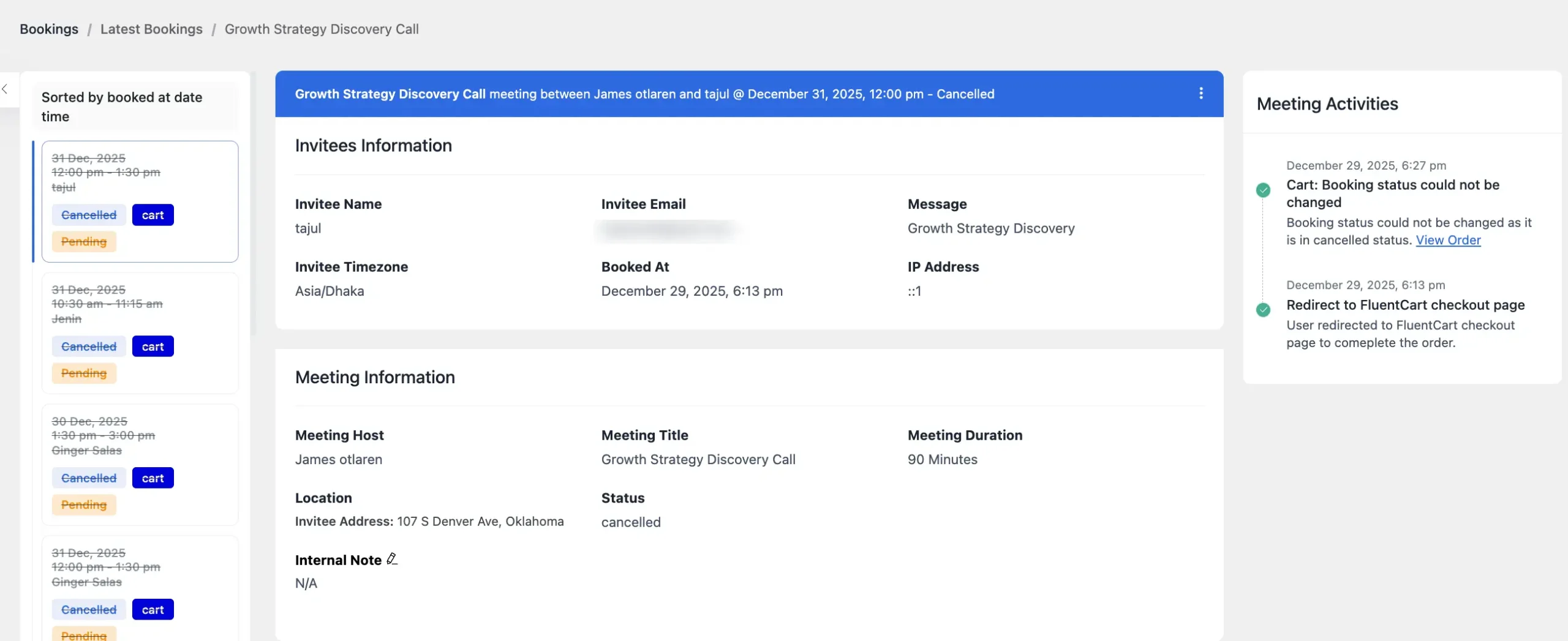 Managing Bookings