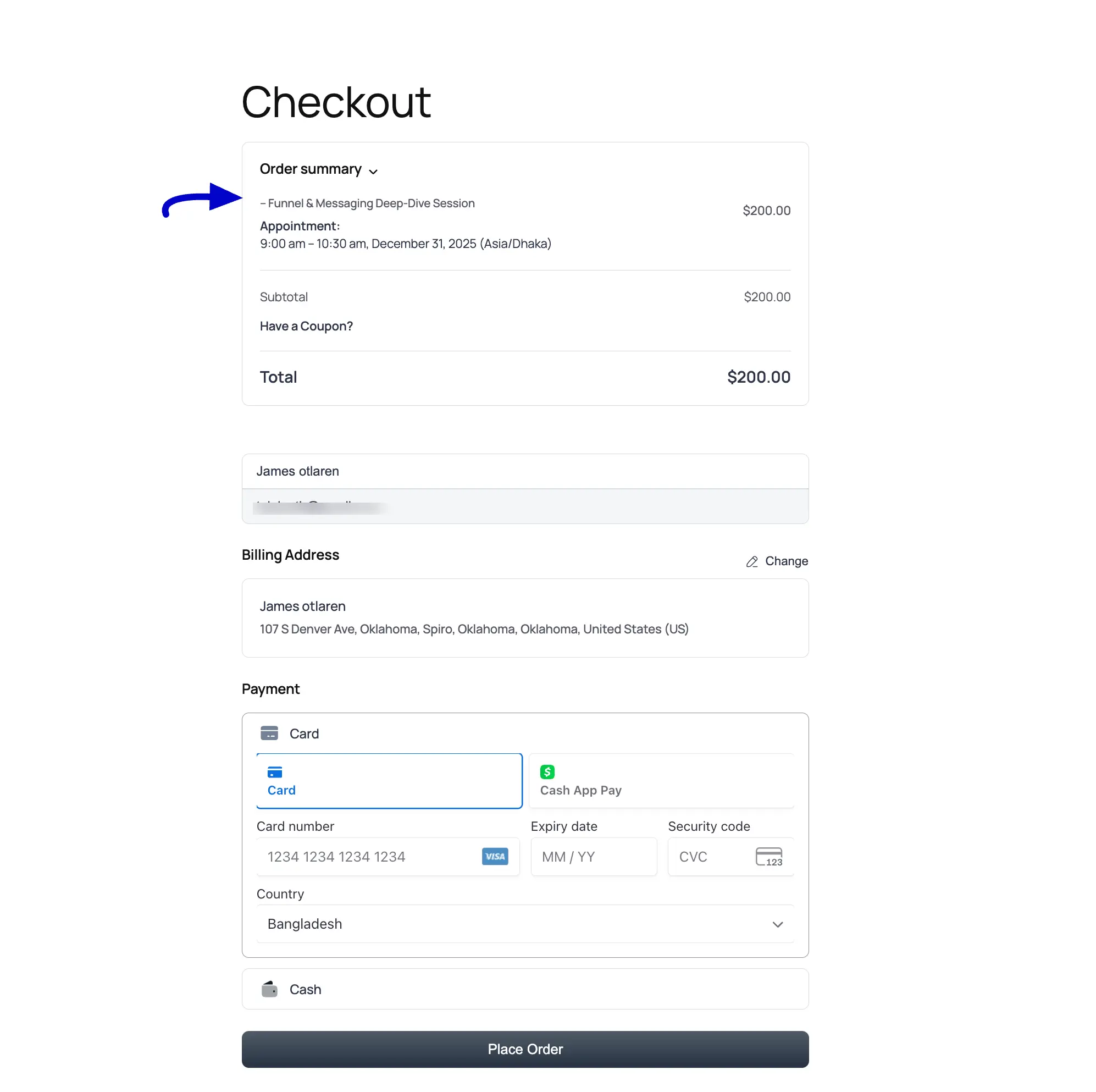 FluentCart checkout page