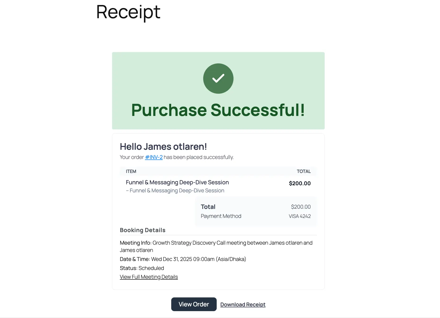Order Completion