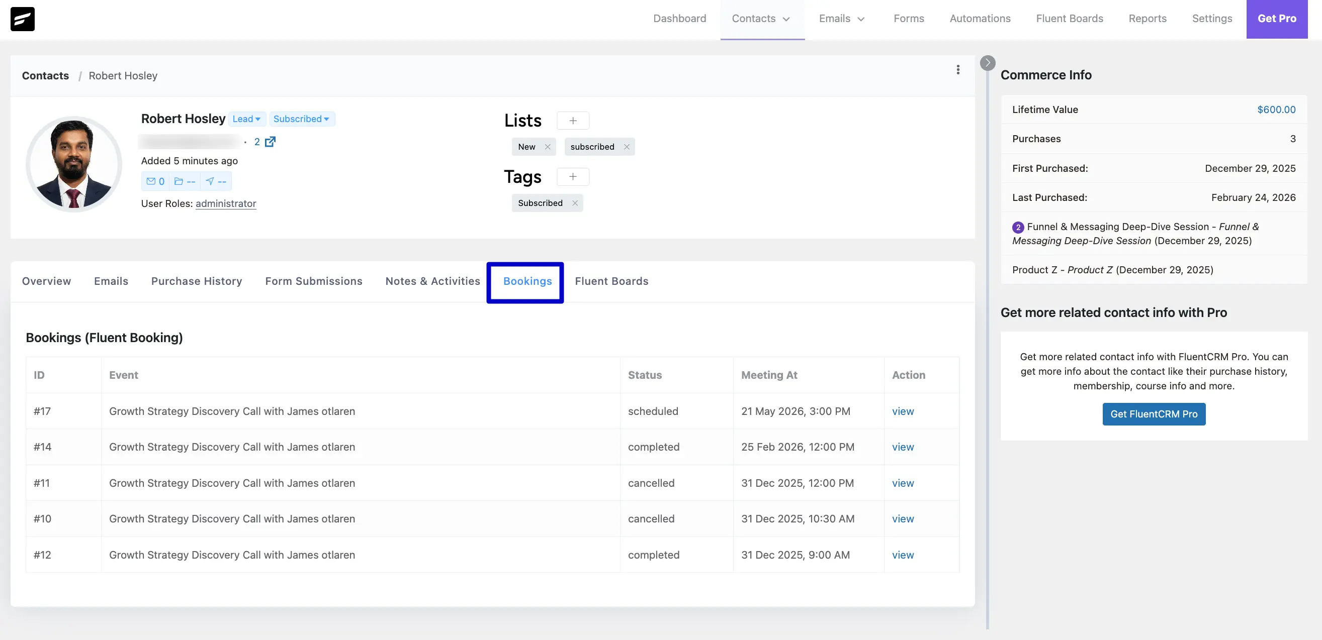 FluentCRM Profile