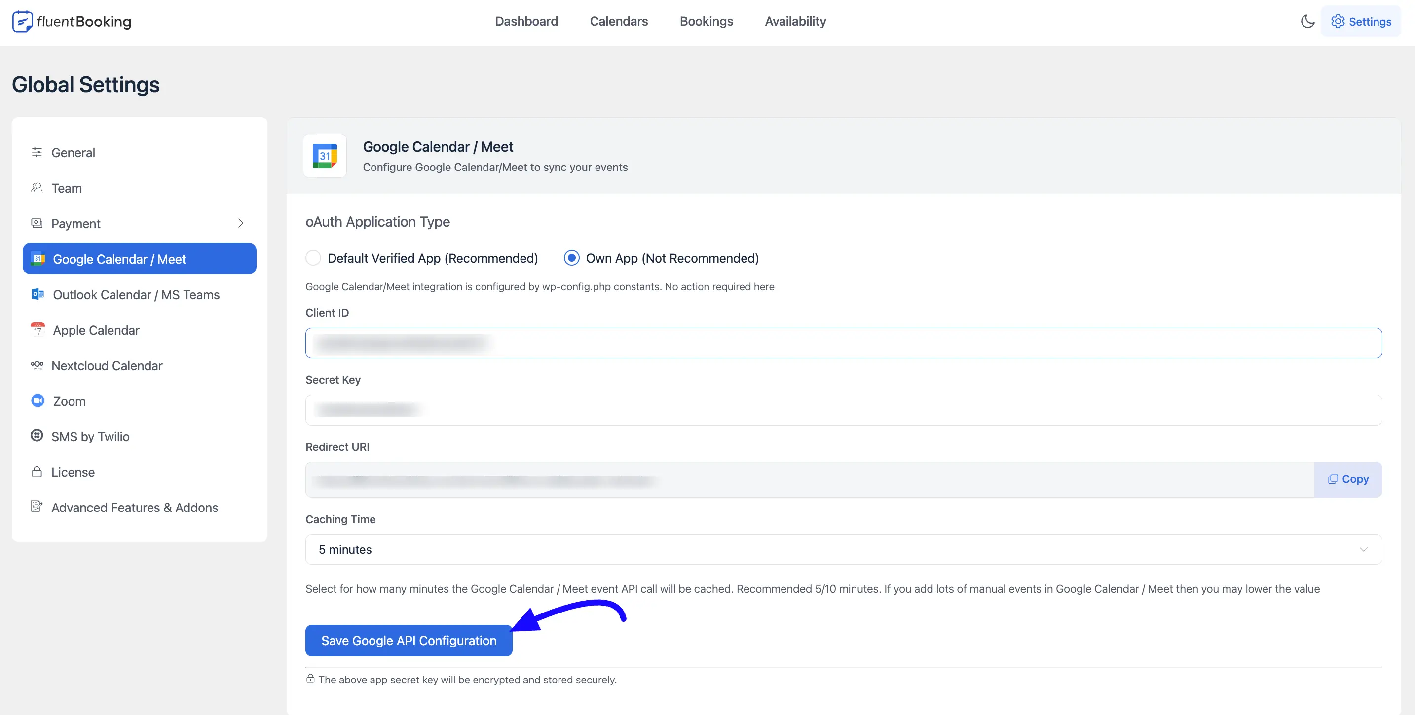 Configuring Admin Google Calendar