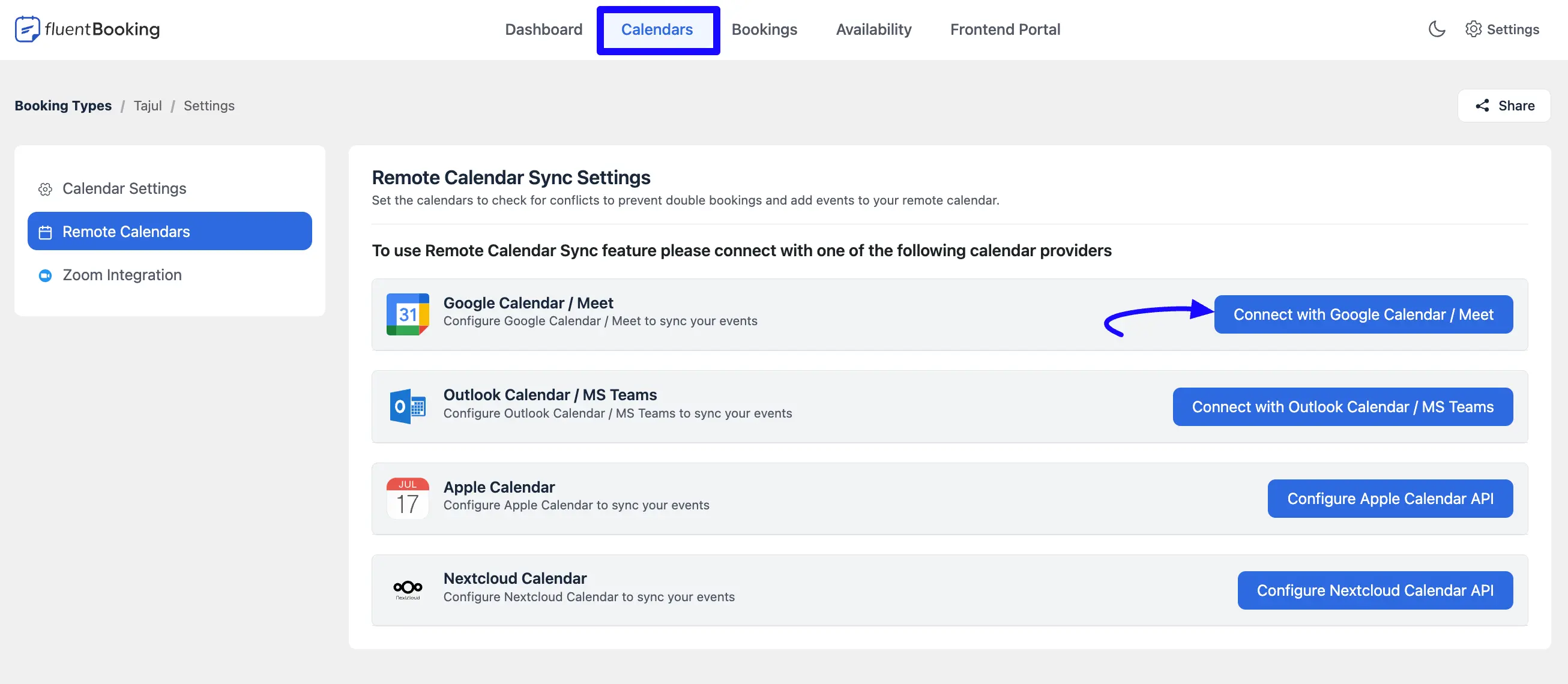 fluentbooking google calendar integration