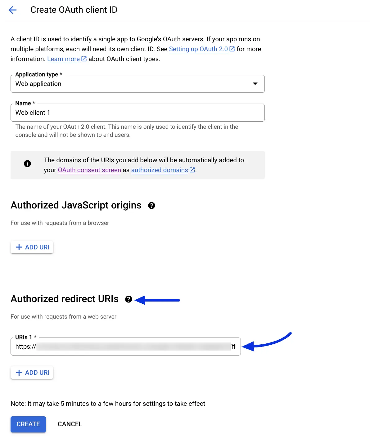 Create button