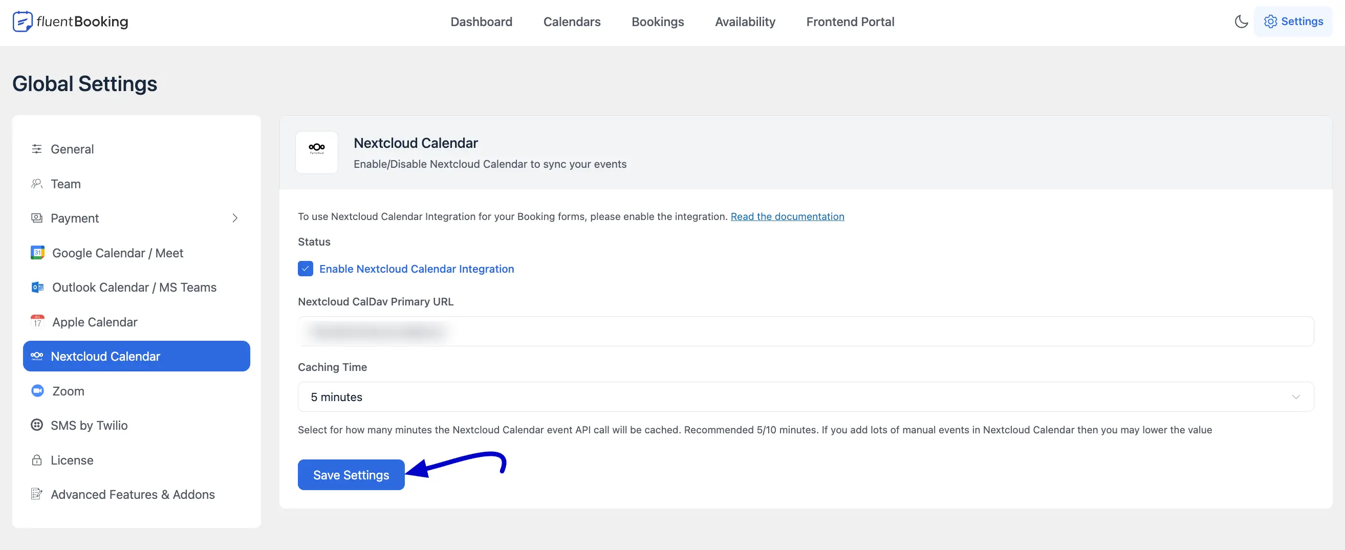 Nextcloud Calendar Settings