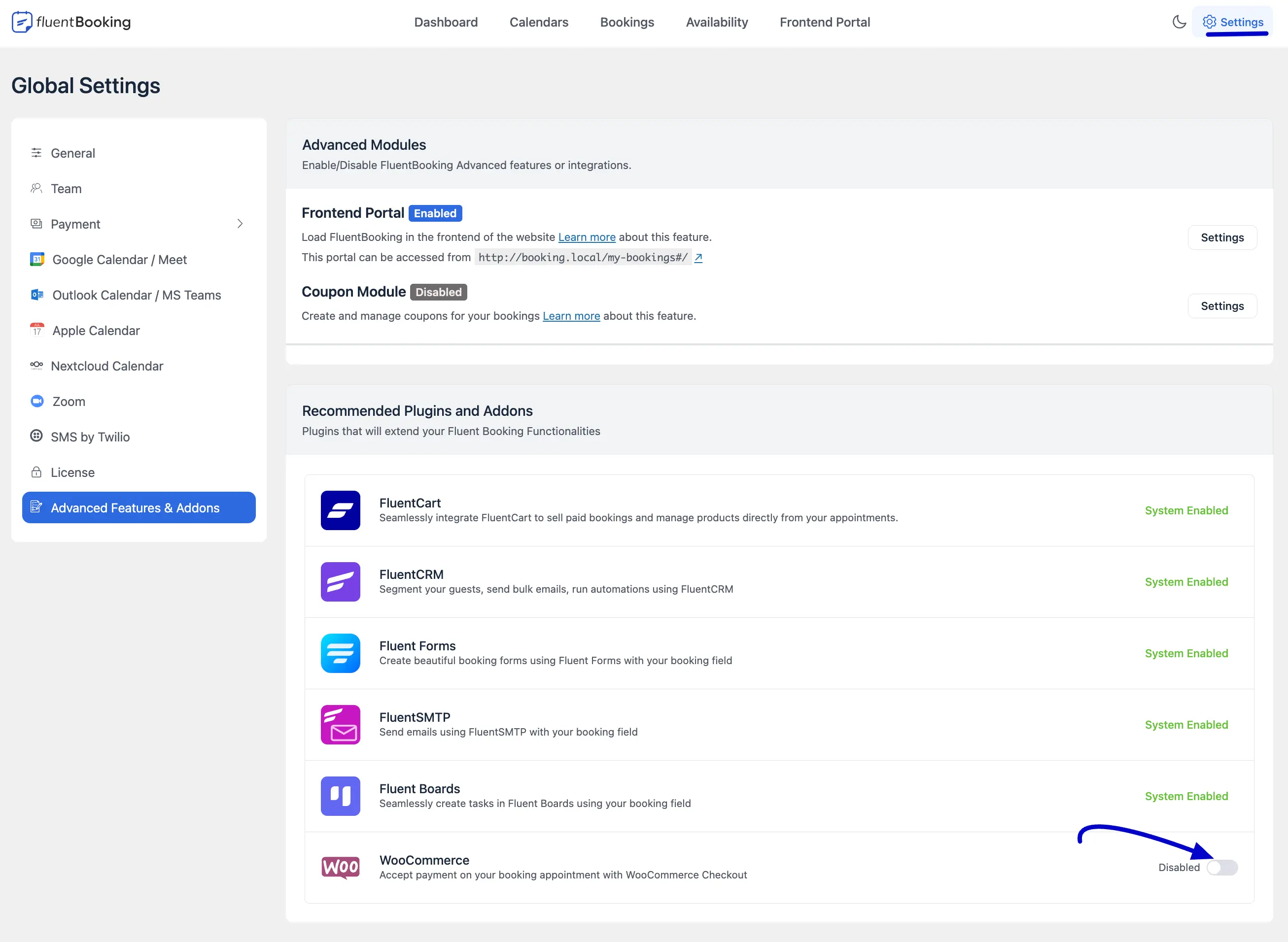  Activate the WooCommerce Module