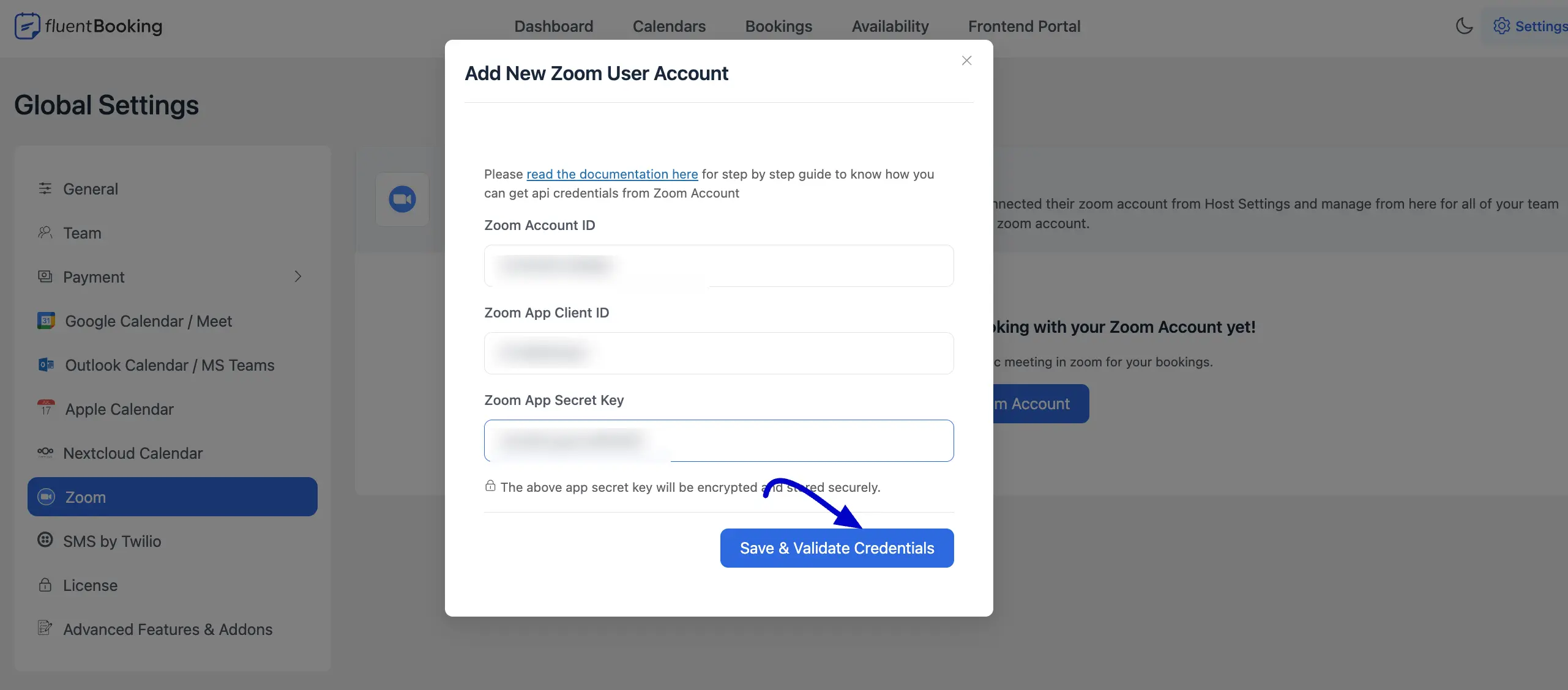 Save & Validate Credentials